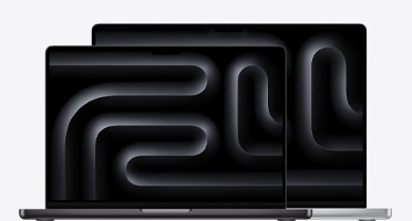 MacBook Pro 14과 MacBook Pro 16을 겹쳐 놓고 사이즈 차이를 보여주는 모습