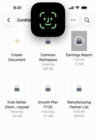 iPhoneの画面にPagesとFace IDのアイコンが表示され、デバイスのロックを安全に解除する方法が示されている