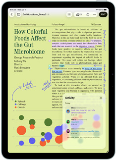 L’app Pages affichée sur un iPad Air